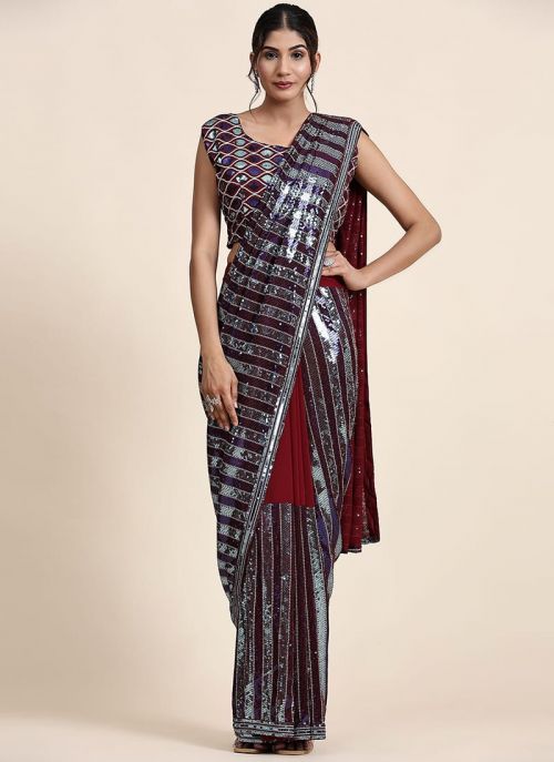 3059 Beautiful Designer Sequnce Work Saree Collection