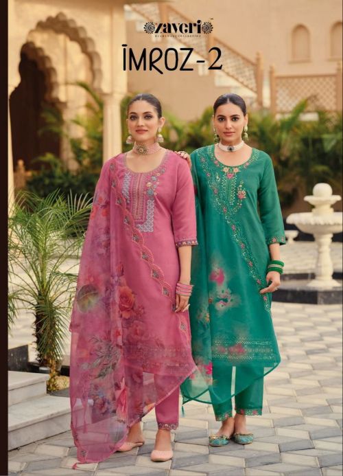 Zaveri Imroz Vol 2 Designer Embroidery Kurti Pant With Dupatta