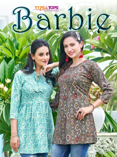 Tips And Tops Barbie Casual Wear Heavy Rayon Foil Printed Tops Collection