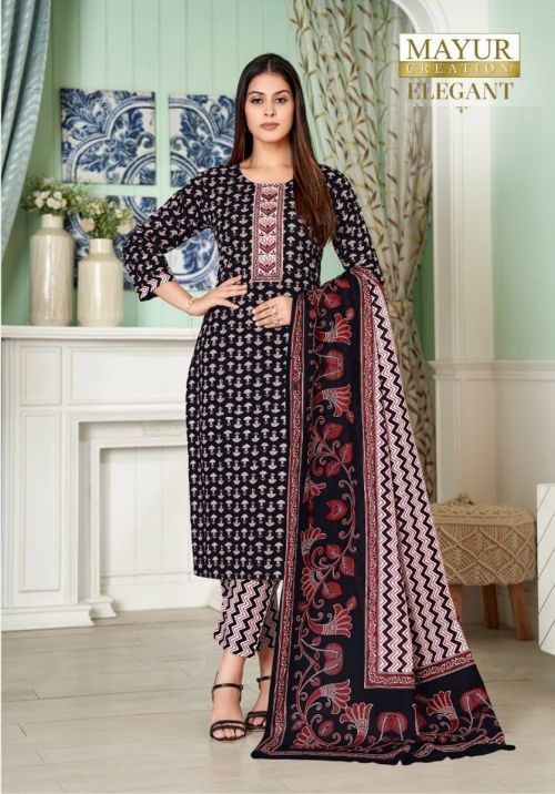 Mayur Elegant 1 Emboidery Cotton Kurti Bottom Dupatta Collection