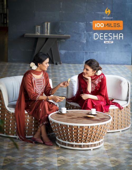 100 Miles Deesha Designer Embroidry Kurti Bottom Dupatta Collection