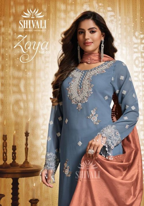 Shivali Zoya 5 Designer Embroidery Top Bottom Dupatta Collection