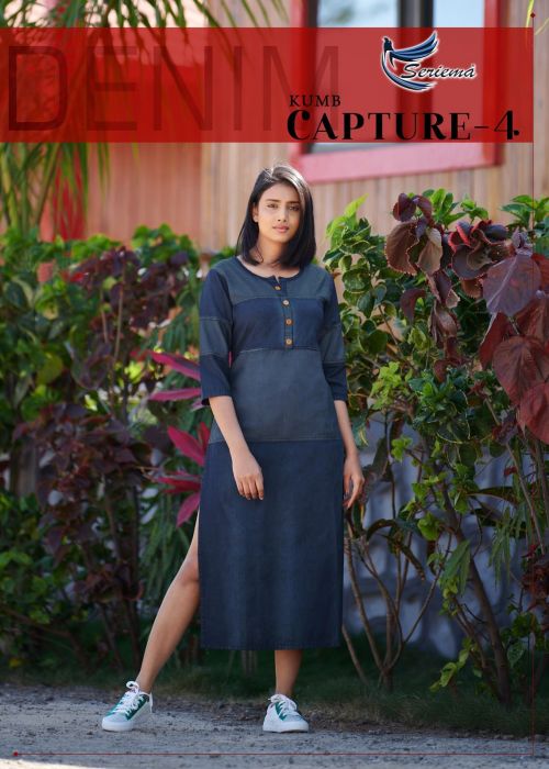 Seriema Kumb Capture 4 Fashionable Fancy Wear Cotton Denim Kurti Collection