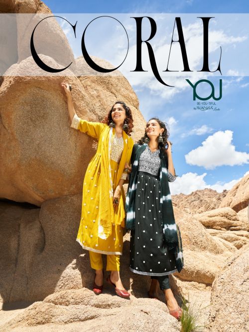 Wanna Coral Naira Cut Long Kurti Pant With Dupatta Collection