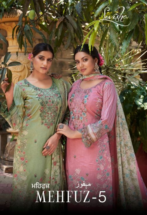 Levisha Mahefuz Vol 5 Embroidery Cambric Cotton Dress Material Collection
