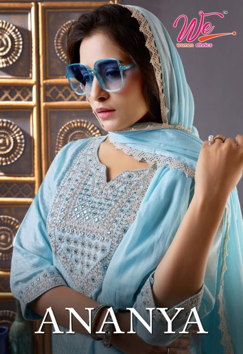 We Ananya Weaving Party Wear Kurti Pant With Dupatta Collection