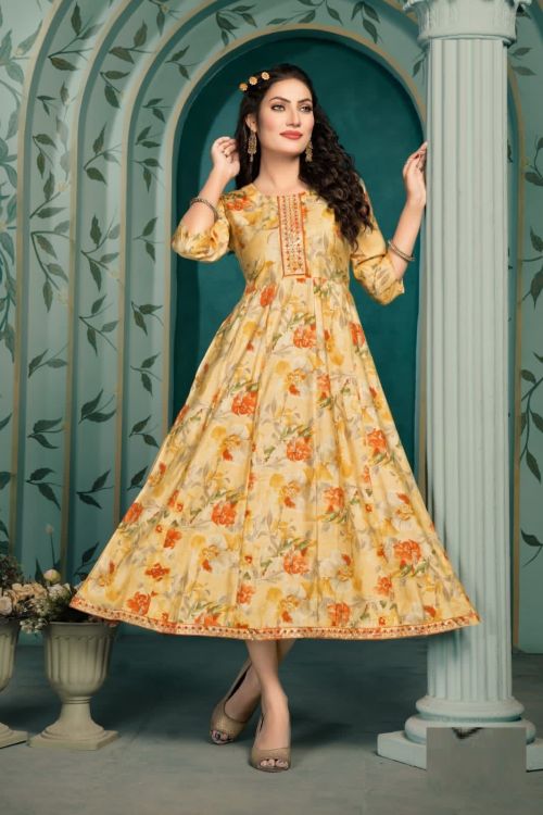 Hirwa Barbie Heavy Modal Printed Designer Kurti Wholesale