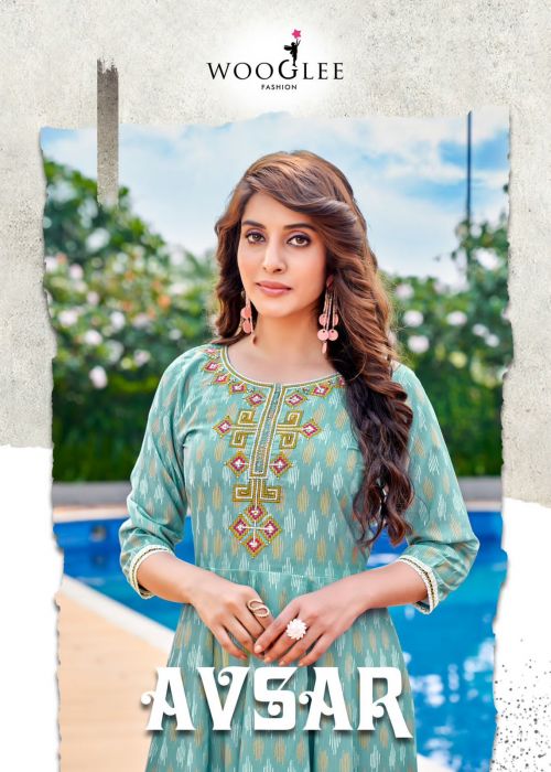 Wooglee Avsar Rayon Printed Fancy Long Anarkali Kurti Collection