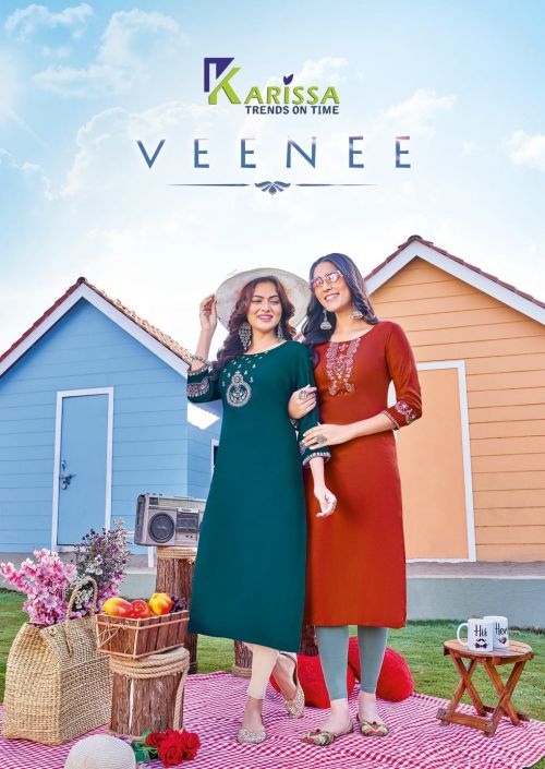 Karissa Veenee Heavy Rayon Round Neck Designer Kurti Collection