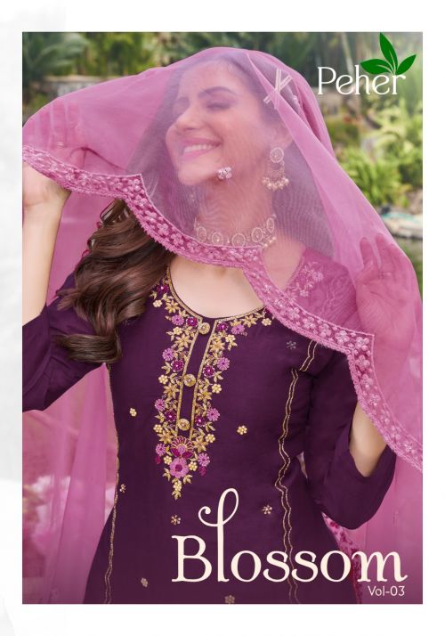 Peher Blossom Vol 3 Model Silk Party Wear Kurti Pant With Dupatta