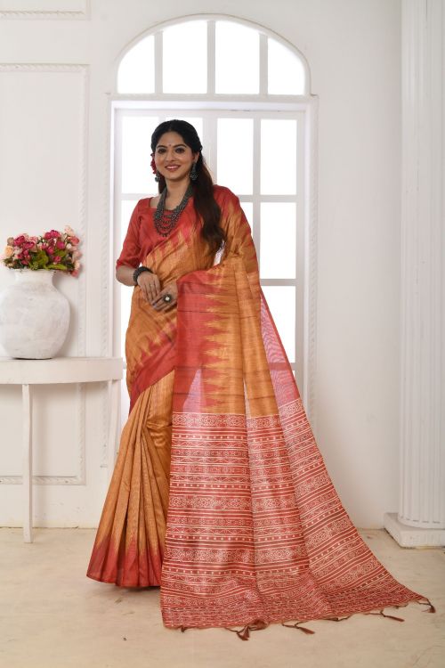 Sc Arushi Ikkat Casual Wear Tussar Silk Saree Collection