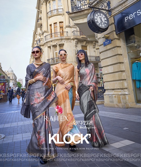 Rajtex Klock Poly Viscose Fancy Handloom Weaving Saree Collection