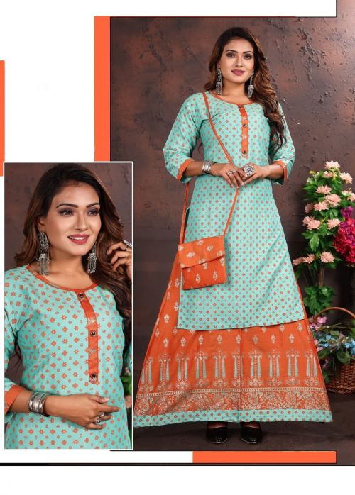 Kinti Hellaro 20 Rayon Long Kurti Design Kurti With Skirt Collection