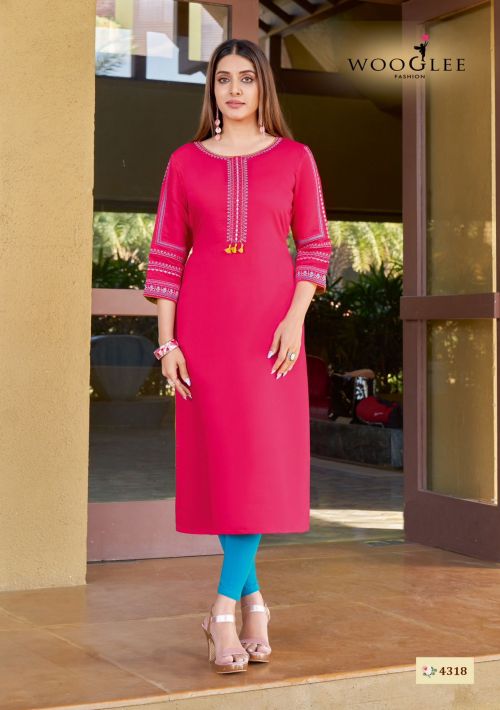 Wooglee Sakshi Vol 4 Rayon Weaving Stripe Kurti Collection
