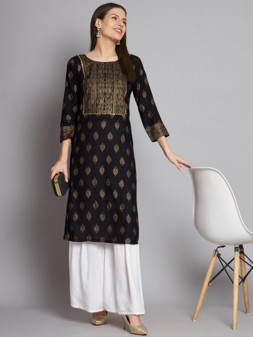 Rayon Printed Fancy Wear Rayon Kurti With Sharara Collection