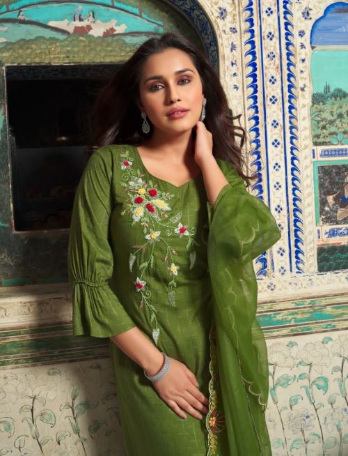 Lily And Lali Metro Fusion Fancy Handwork Kurti Pant With Dupatta