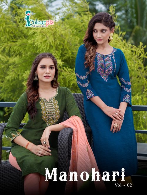 Colourpix Manohari Vol 2 Rayon Slub Ready Made Kurti Collection