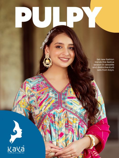 Kaya Pulpy Rayon Alia Cut Kurti Pant With Dupatta Collection