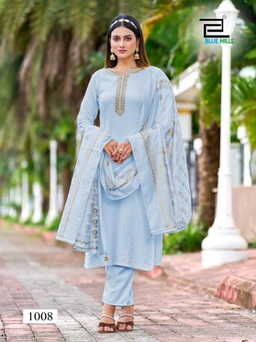 Blue Hills Gulab Jal Designer Ready Made Kurti Bottom With Dupatta