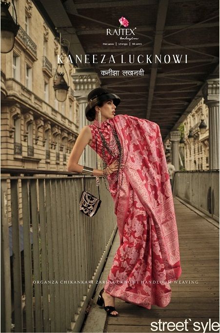 Rajtex Kaneeza Lucknowi Organza Handloom Saree Collection