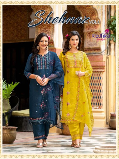 Radhika Shehnaz Vol 1 Romani Silk Embroidery Kurti Pant With Dupatta
