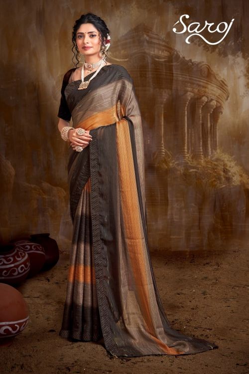 Saroj Wonderful Designer Embroidery Swarovski Saree Collection