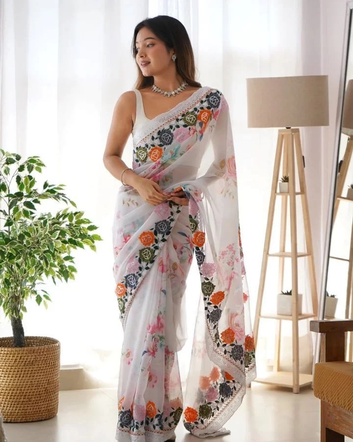 3068 Beautiful Flowers Casual Wear Printed Saree Collection
