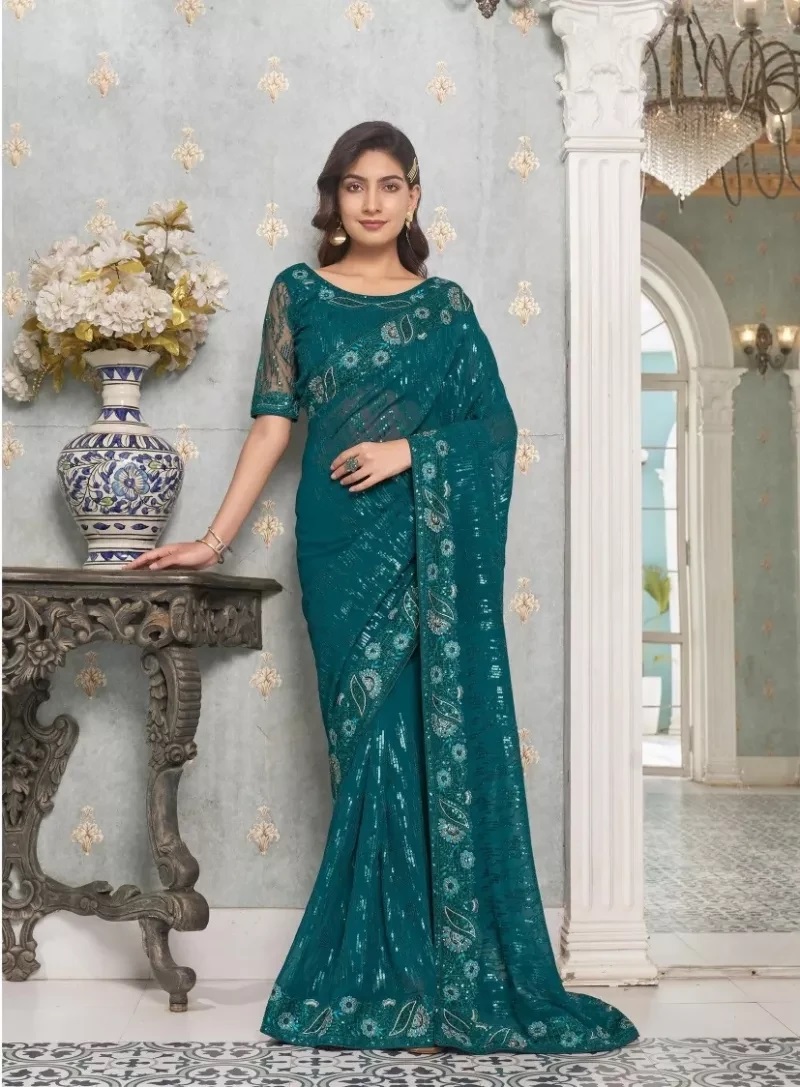 Kalista Lime Light Sequance Worked Designer Georgette Saree