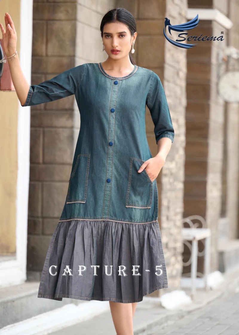 Seriema Kumb Capture 5 Cotton Fancy Denim Kurti Collection
