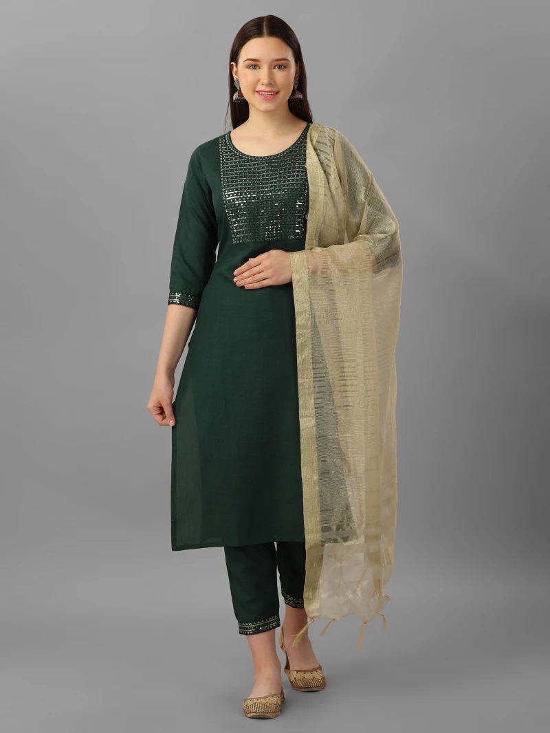 Dhruvi 79 Casual Cotton Kurti Pant With Dupatta Collection