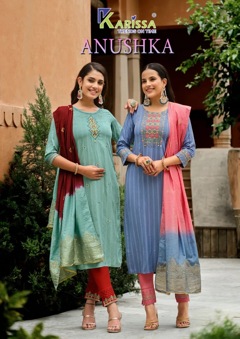 Karissa Anushka Premium Viscose Fancy Kurti Pant With Dupatta Collection