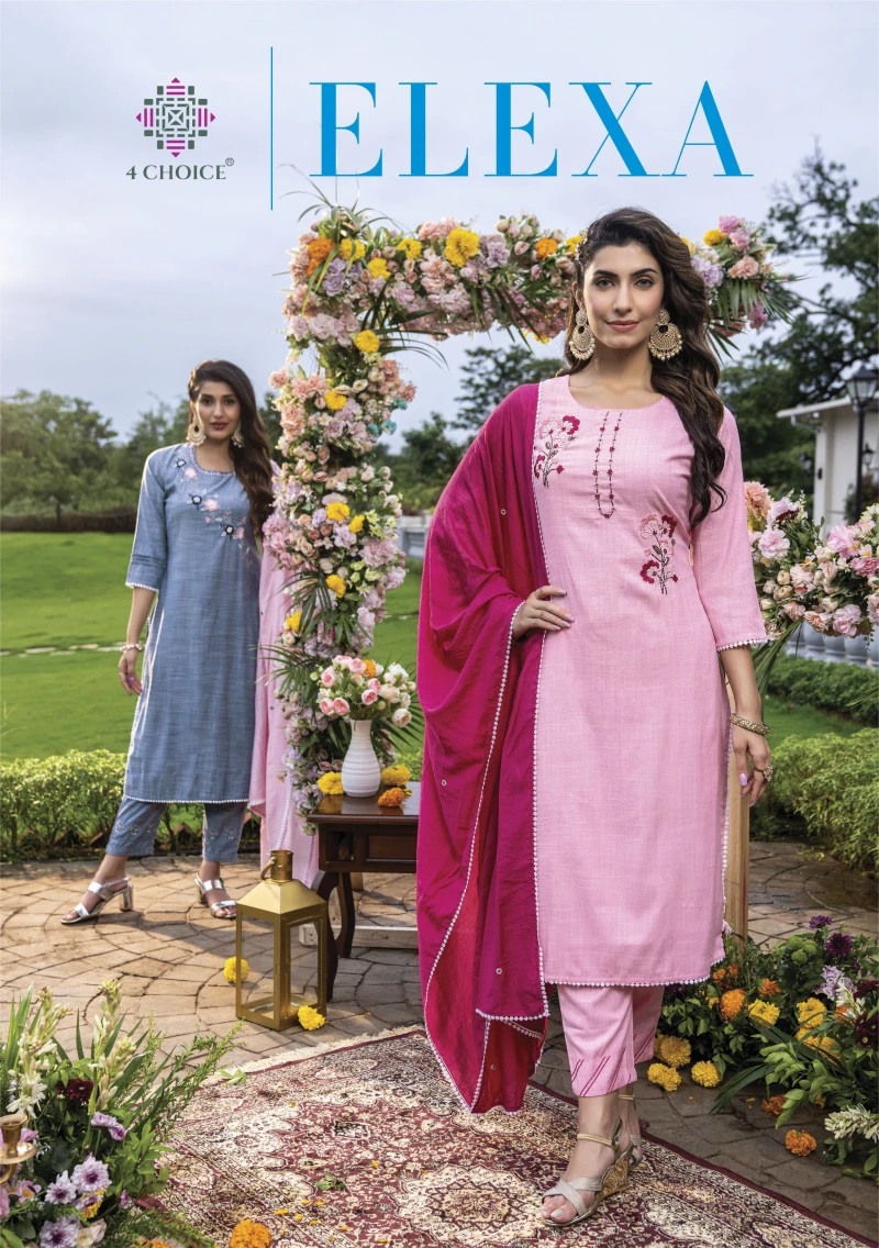 4 Choice Elexa Printed Viscose Kurti Pant With Dupatta Set