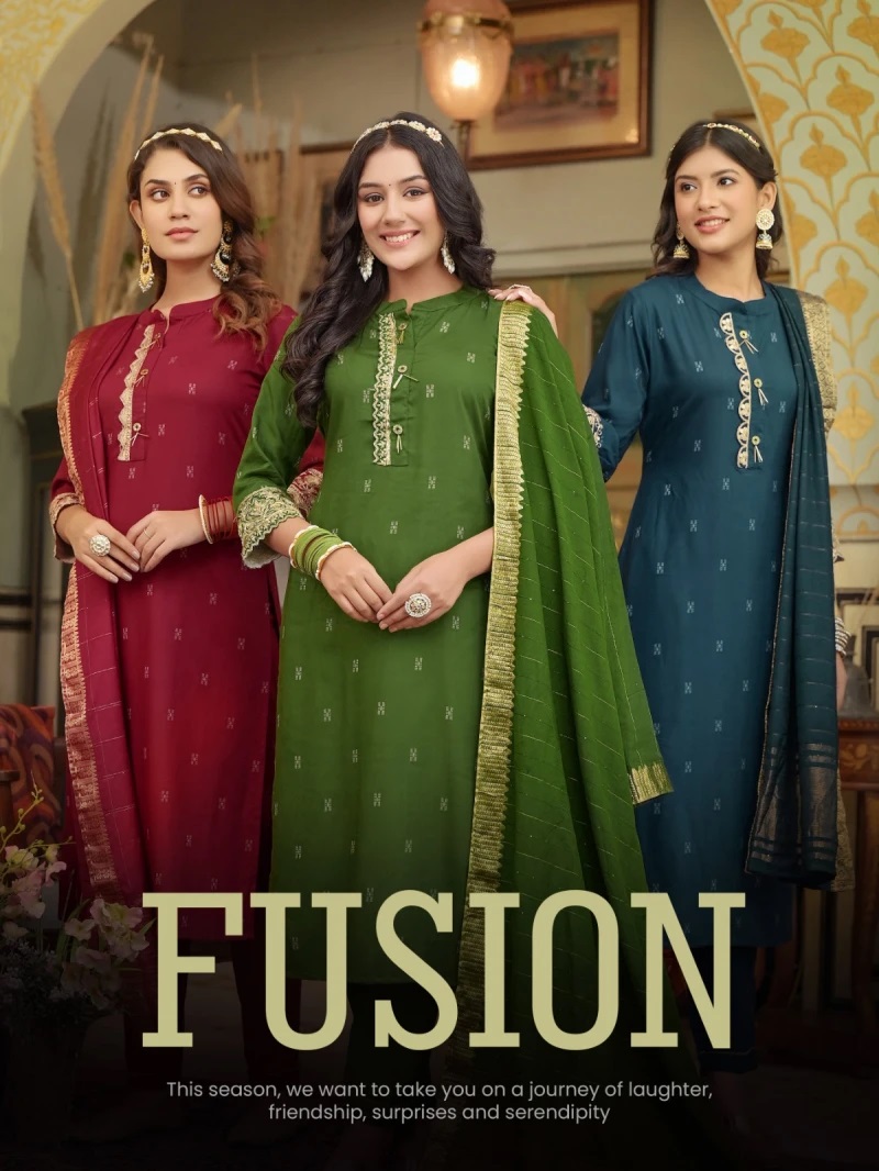 Kaya Fusion Fancy Kurti Pant With Dupatta Collection