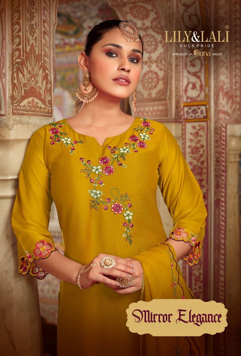 Lily And Lali Mirror Elegence Exclusive Silk Designer Kurti Set