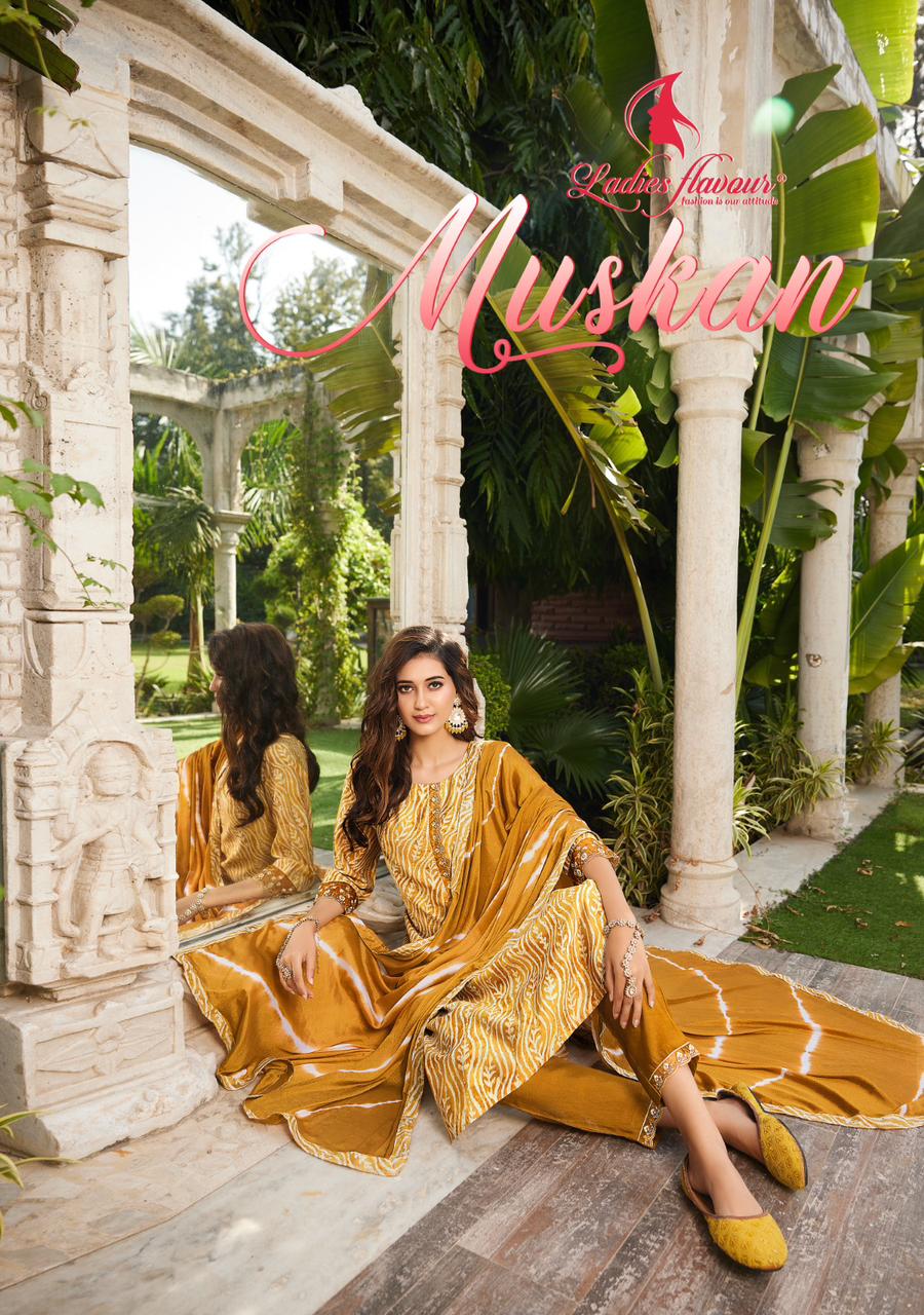 Ladies Flavour Muskan Embroidery Kurti Pant With Dupatta Collection