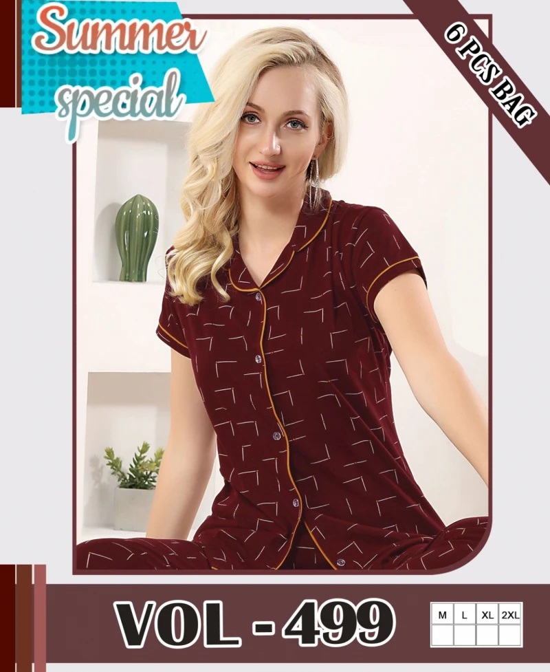 Summer Special Collor Vol D499 Cotton Night Suits Collection