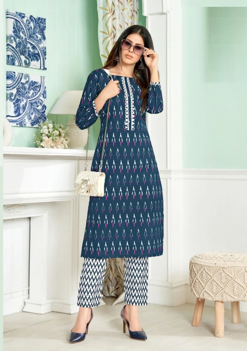 Balaji Ikkat Vol 2 Cotton Kurti With Pant Collection