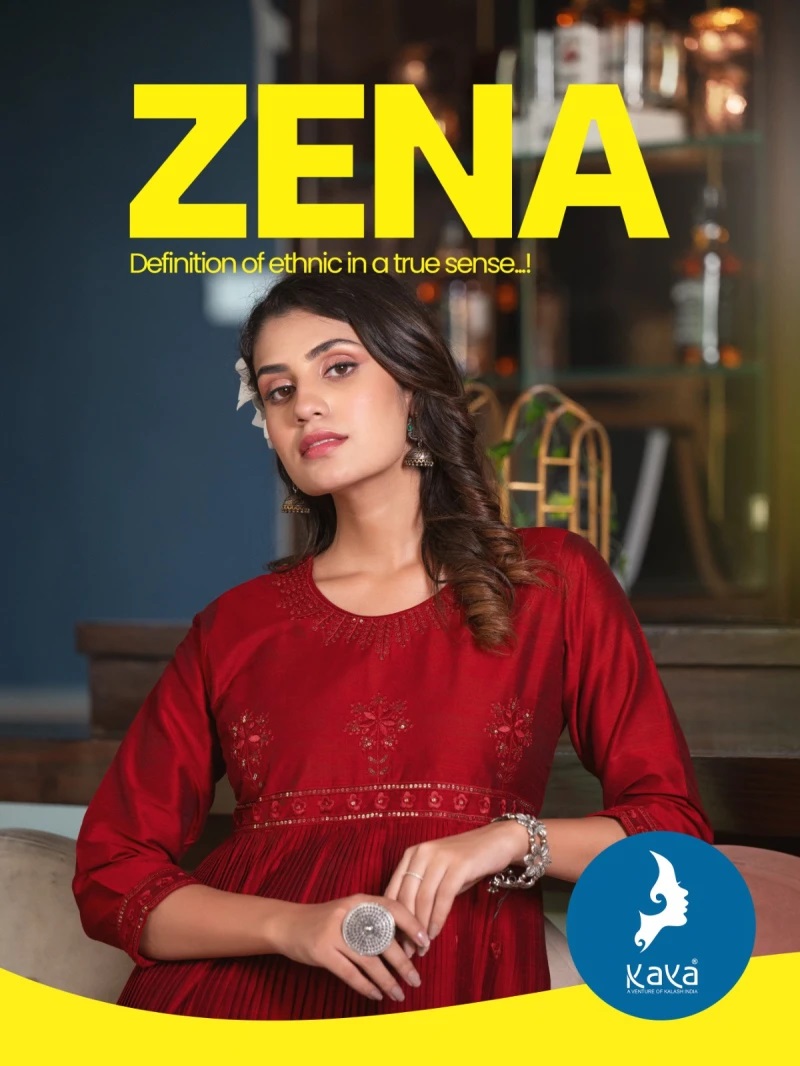 Kaya Zeena Silk Slub Designer Naira Cut Kurti Collection