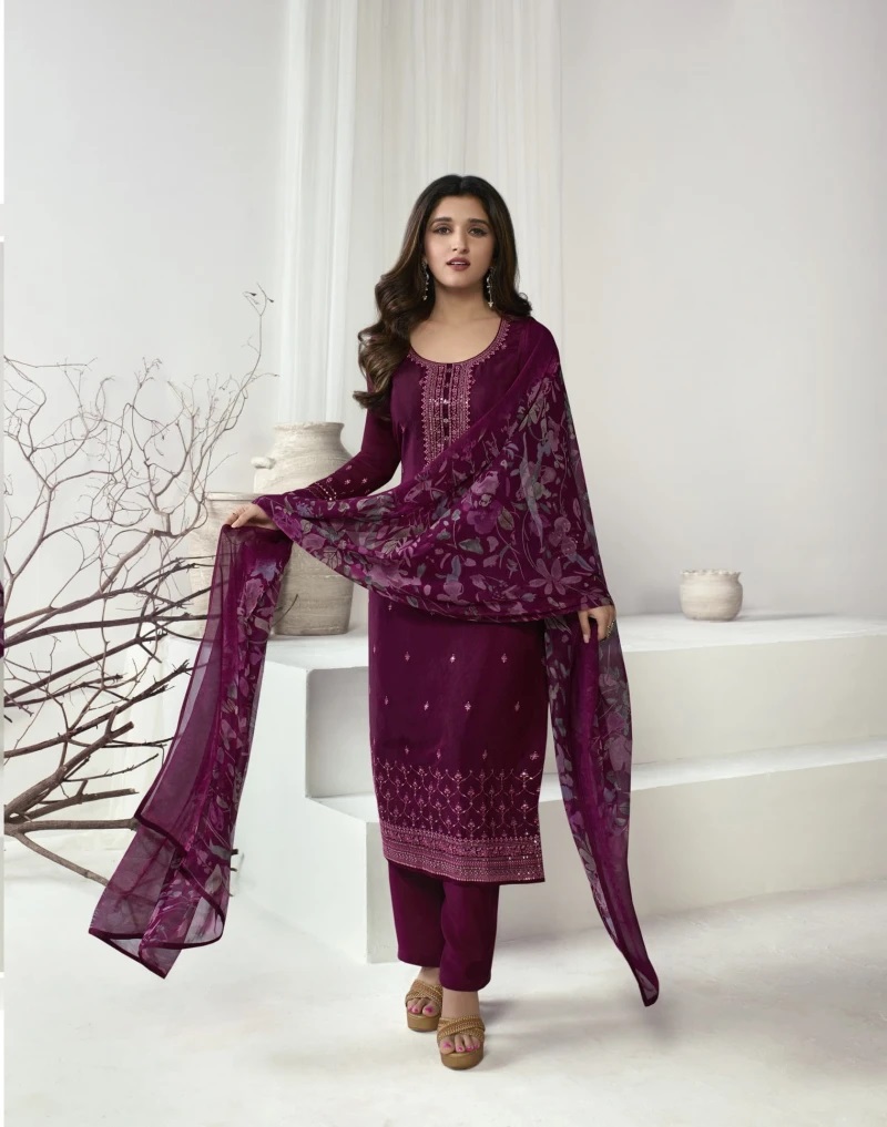 Vinay Silkina Royal Crepe 43 Embroiderd Dress Material
