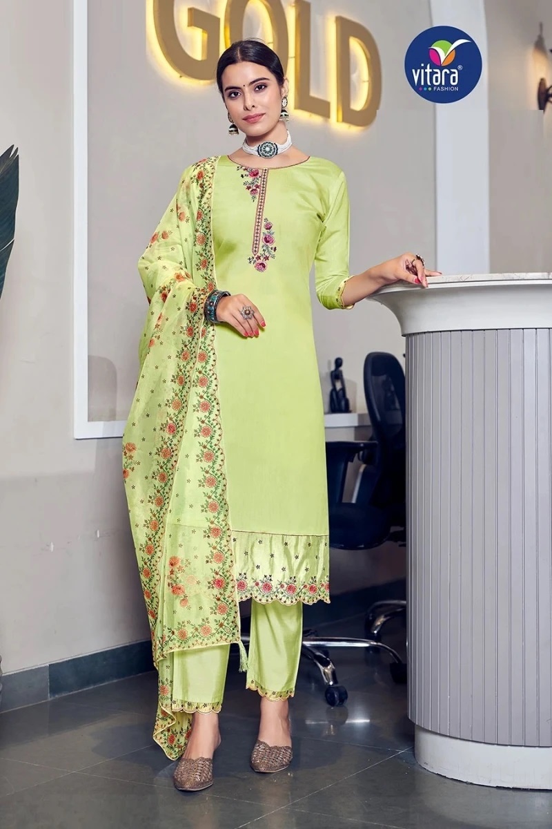 Vitara Lconic NX Embroidery Kurti Pant With Dupatta Collection