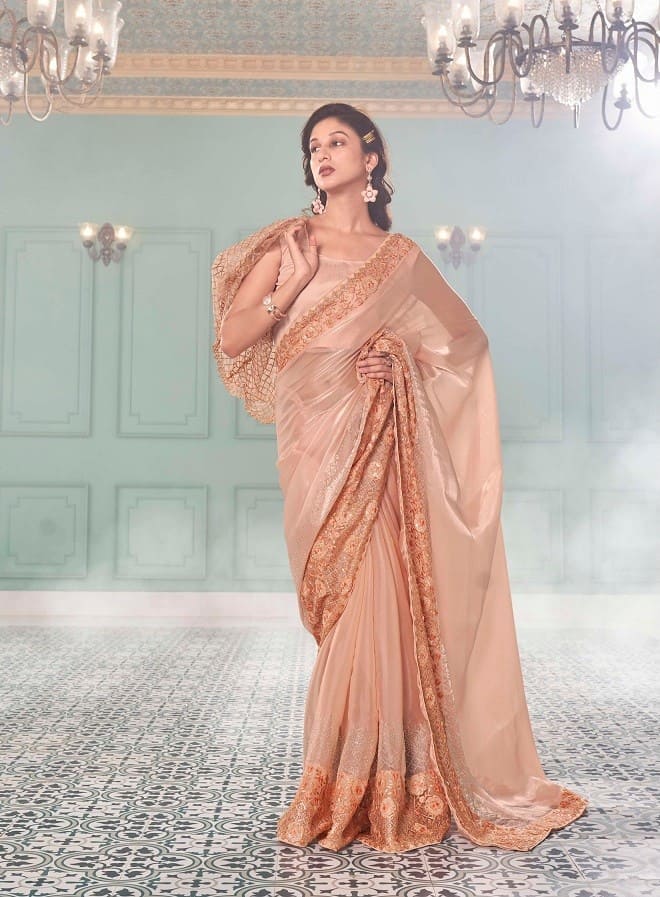 Kalista Butterfly Gold Embroidery Designer Silk Saree