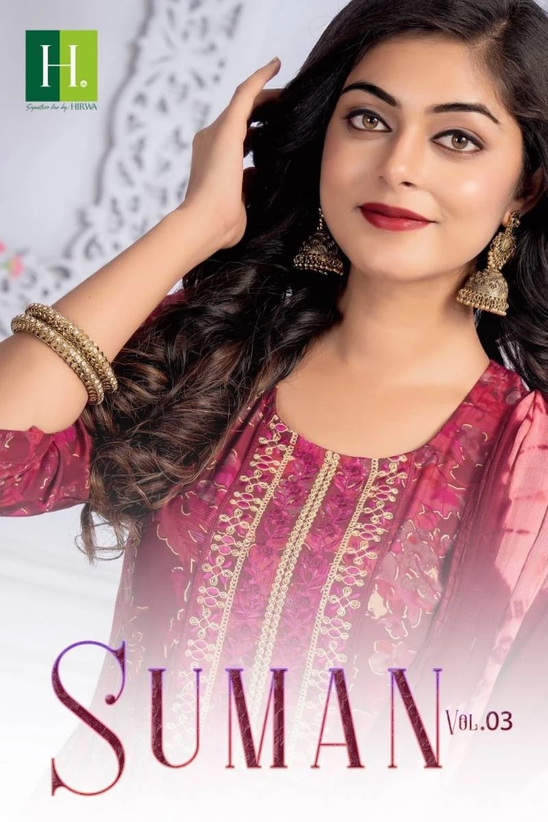 Hirwa Suman Vol 3 Anarkali Kurti Pant With Dupatta Collection