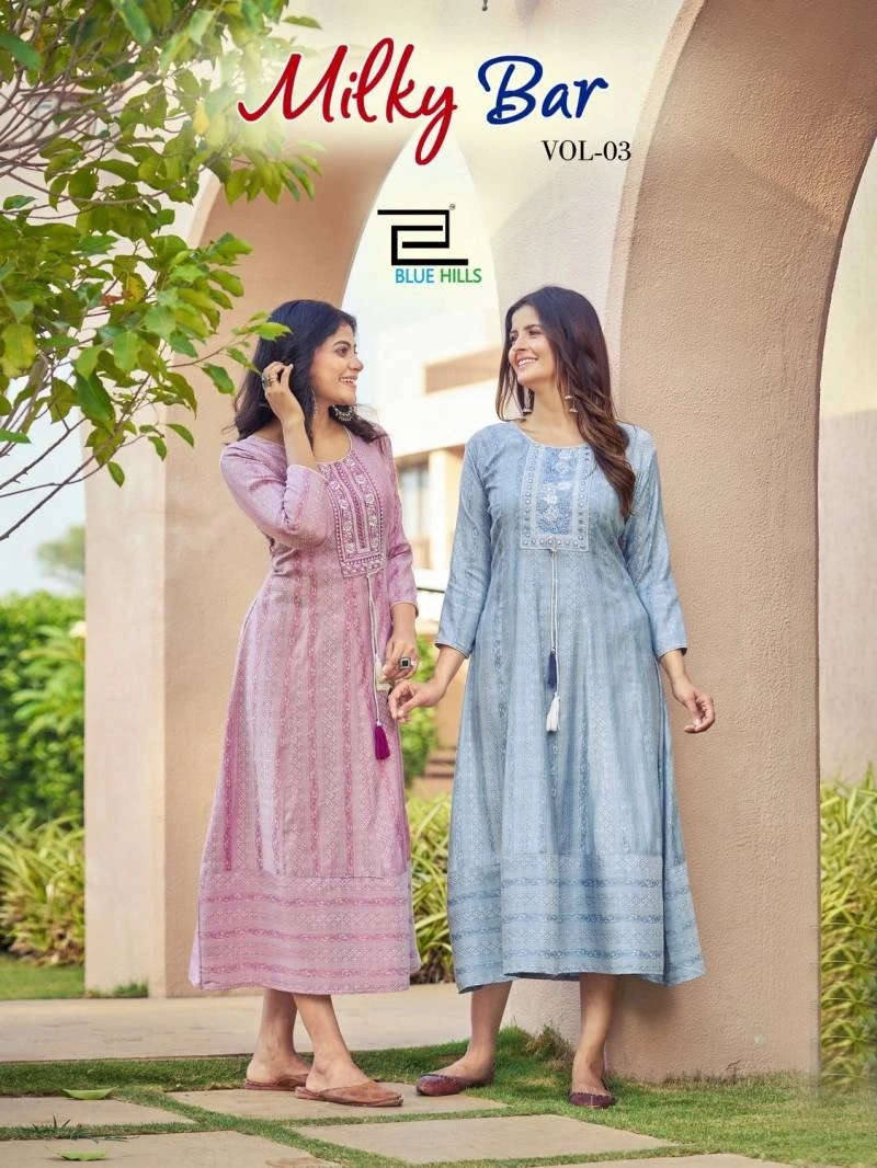 Blue Hills Milky Bar Vol 3 Embroidery Anarkali Kurti