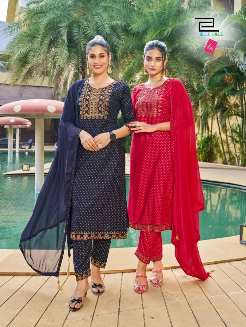 Blue Hills Jailer Rayon Printed Kurti Bottom Dupatta Collection