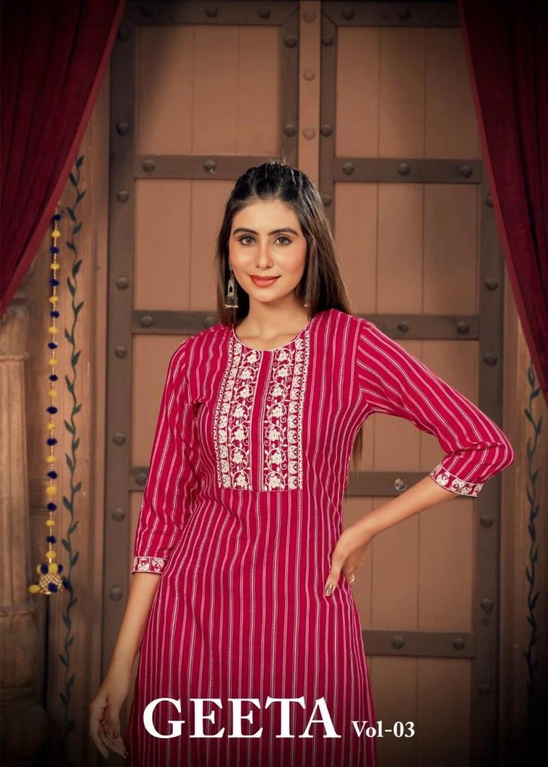 Geeta V 3 Casual Embroidery Kurti Collection