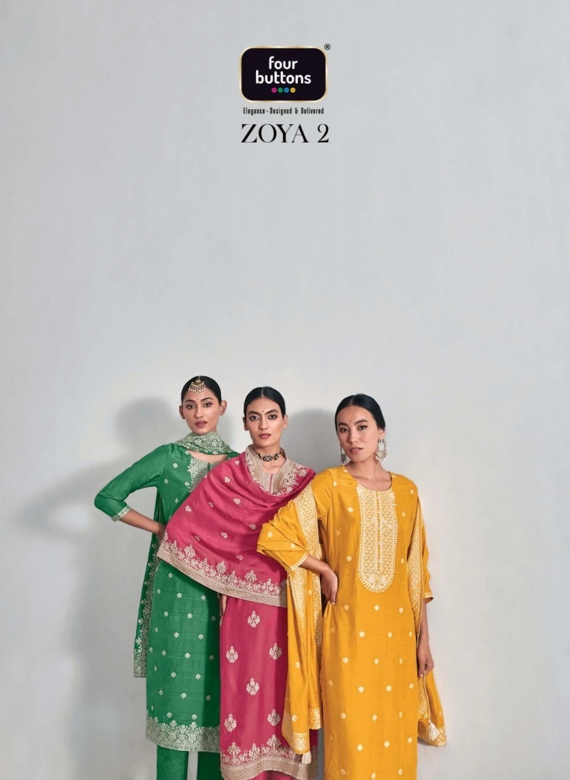 Zoya 2 Four Buttons Jacquard Kurti Set