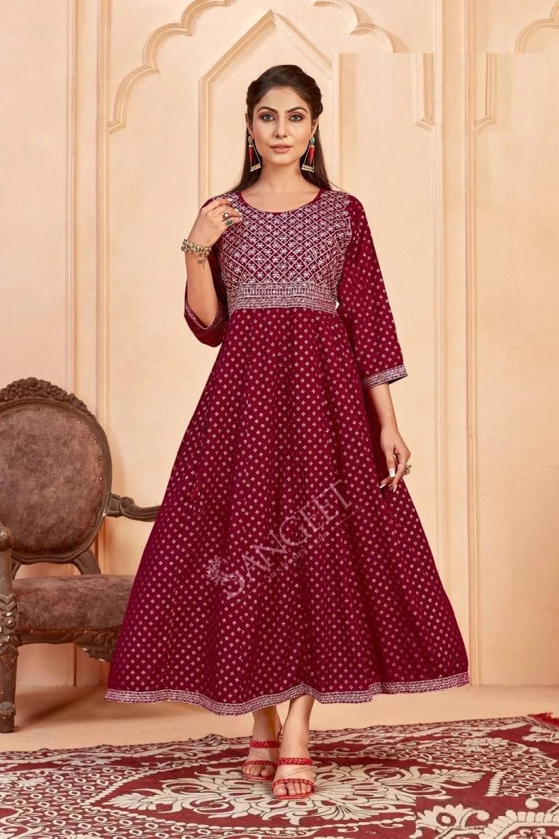 Kalyani Mother Wear Rayon Long Kurti Collection