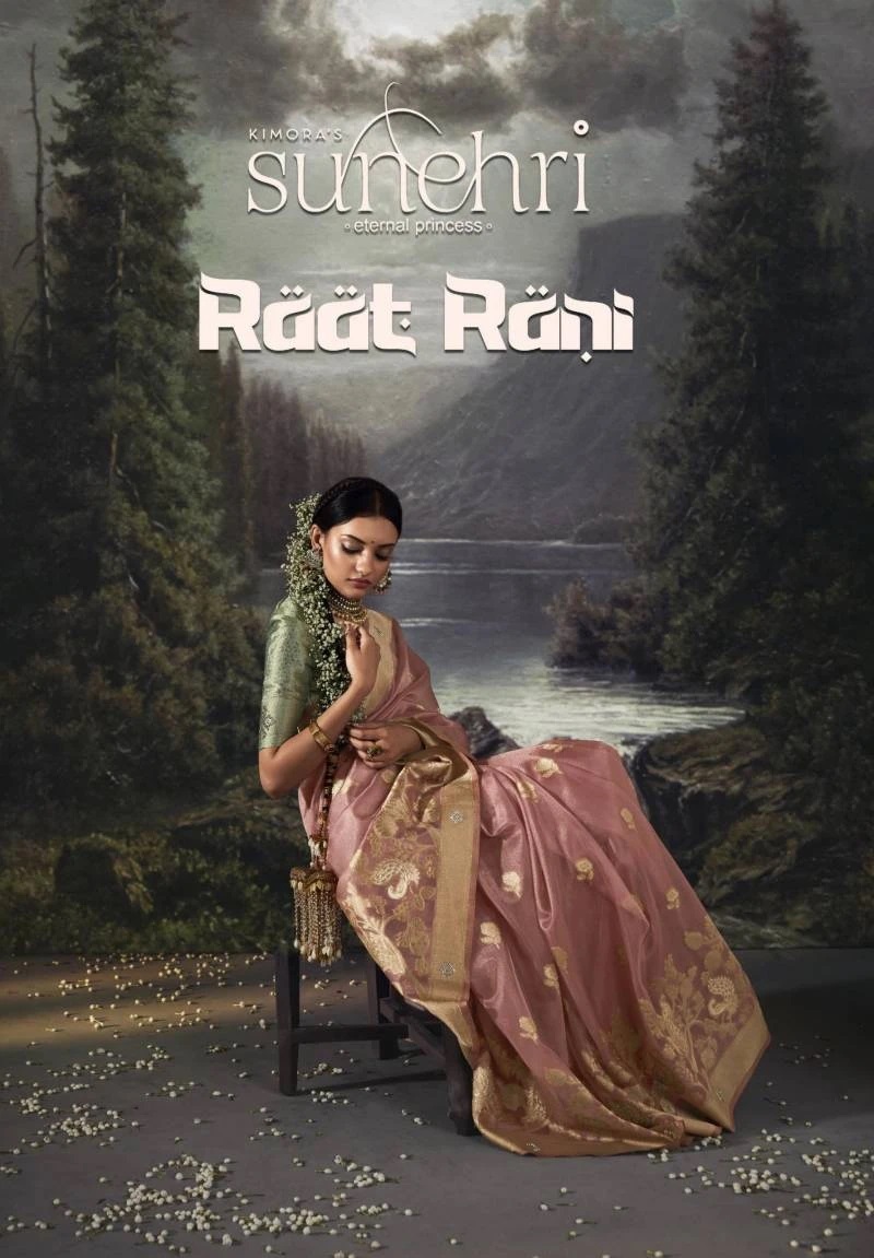 Kimora Sunehri Raat Rani Organza Traditional Saree Collection