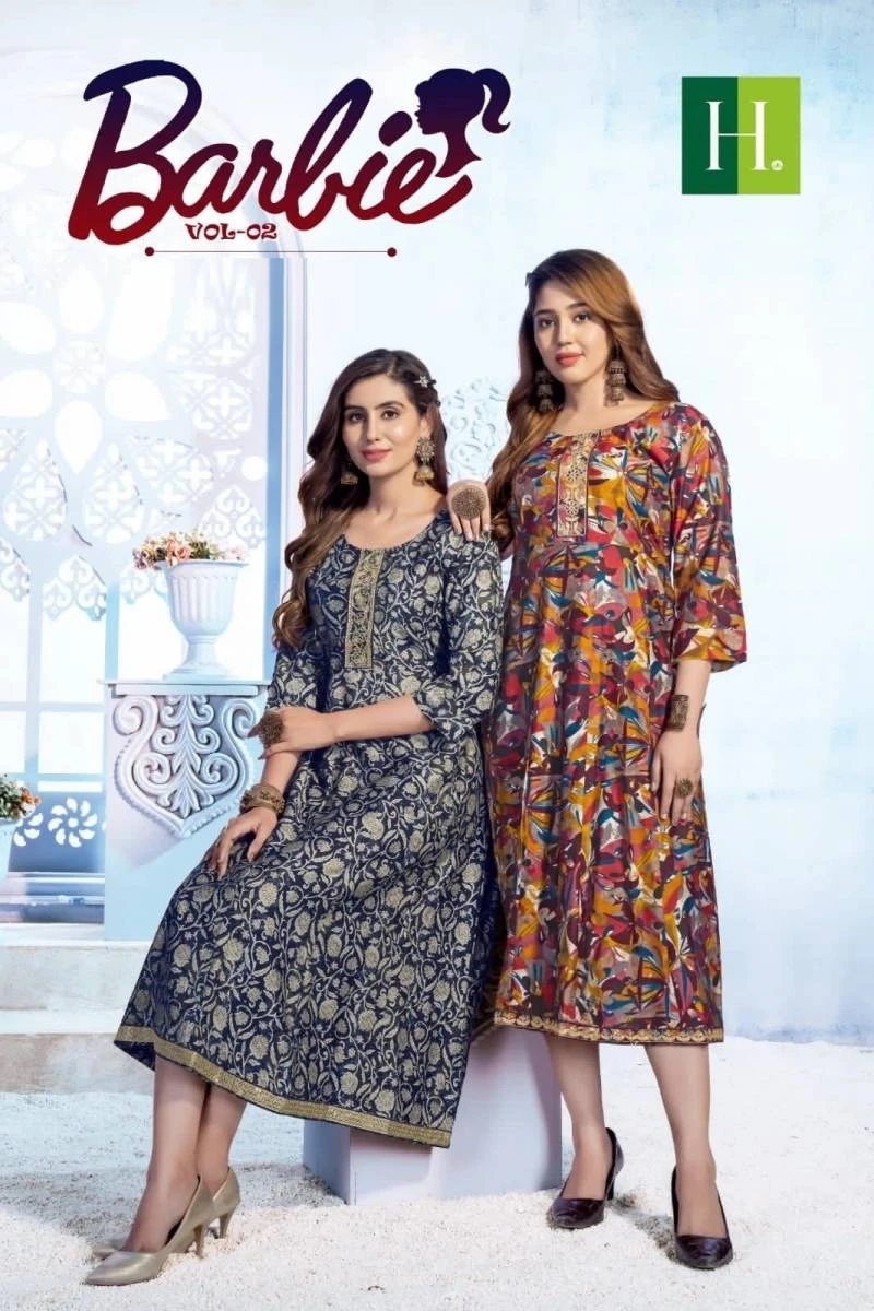 Hirwa Barbie Vol 2 Fancy Printed Long Kurti Collection