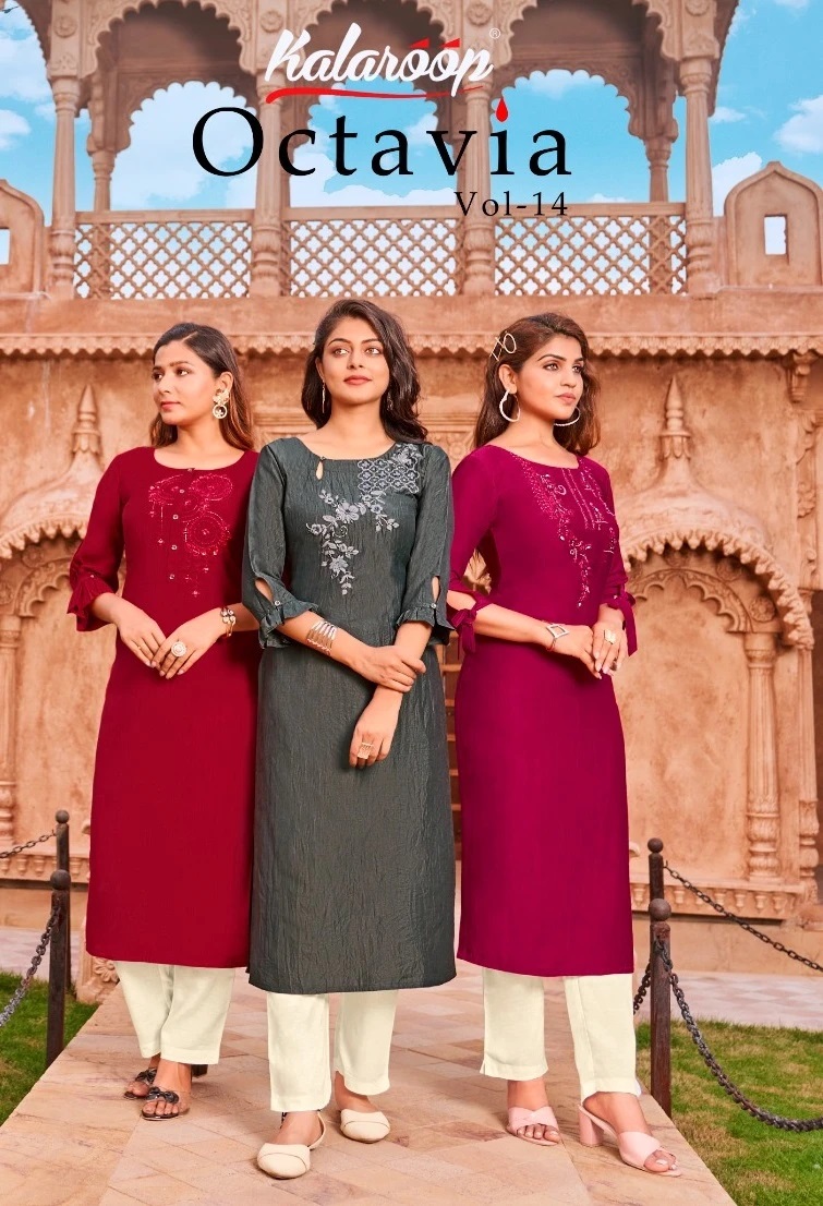 Kalaroop Octavia Vol 14 Casual Wear Hand Work Kurti Collection
